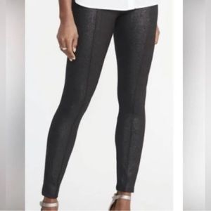 Old Navy Stevie Knit Metallic Ponte Pants Black Large